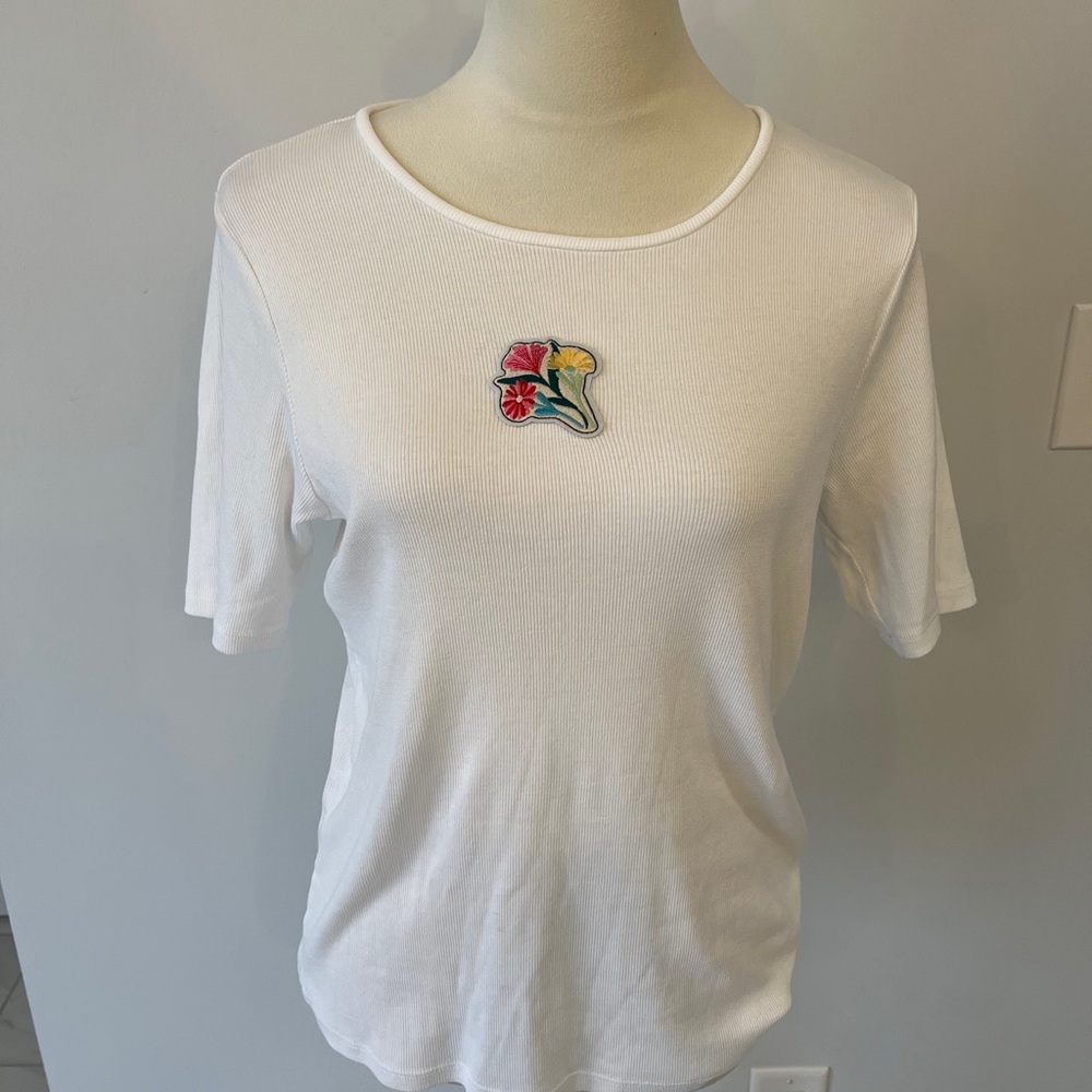 Women's White Embroidered Top Eileen fisher XL